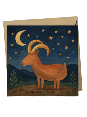 Mr. & Mrs. Panda Glückwunschkarte Sternzeichen Steinbock Design ... in Weiß
