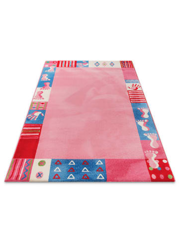 Wecon Home Teppich "Roundly hands & Feet" in Pink/Rot/Blau/Weiss