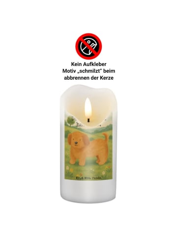 Mr. & Mrs. Panda Wachskerze Hund Flauschig Design mit Spruch in Weiß