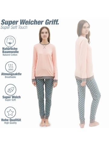 LOREZA Mädchen Schlafanzug zweiteilig Set Langarm - Basic Kariert 128-134