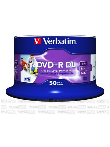 Verbatim Verbatim DVD+R DL 8.5GB 8x Cakebox 50er Inkjet