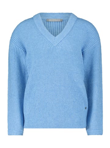 BETTY & CO Strickpullover mit V-Ausschnitt in Blue Melange