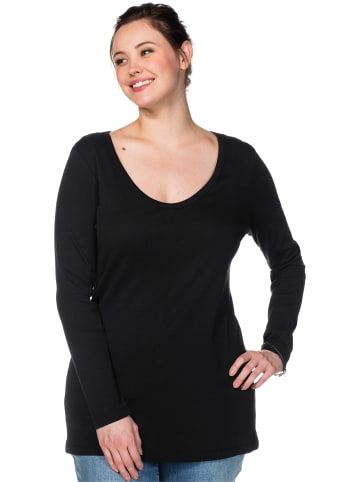 sheego Langarmshirt in schwarz