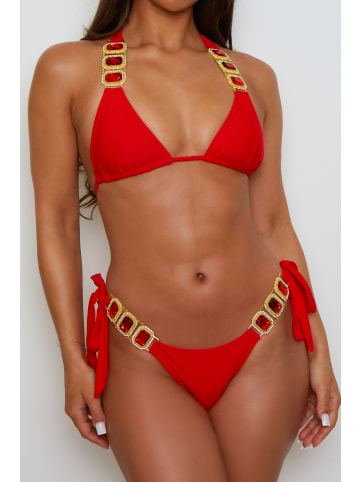 Moda Minx Bikini Bottom Boujee Tie Side Brazilian Bikini Bottom in Red