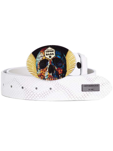 Cipo & Baxx Gürtel 100cm x 3,8 in White