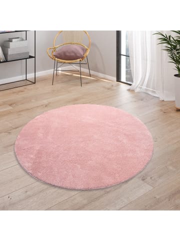 KADIMA DESIGN Teppich Kurzflor waschbar Unifarben Wohnzimmer in Hellrosa