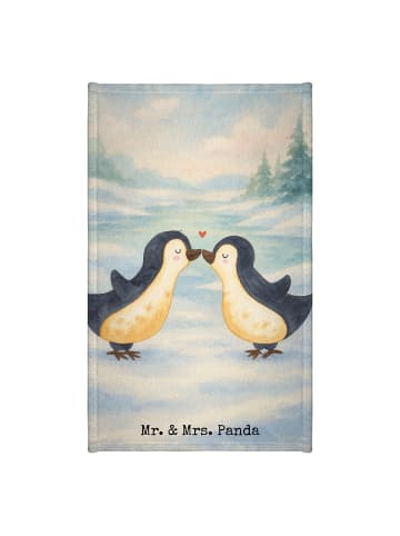 Mr. & Mrs. Panda Gästehandtuch Pinguin Liebe Design ohne Spruch in Weiß