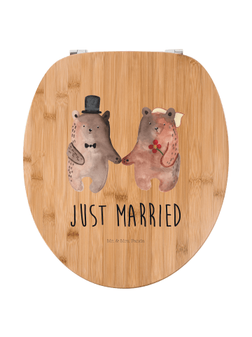 Mr. & Mrs. Panda Motiv WC Sitz Bär Heirat mit Spruch in Braun