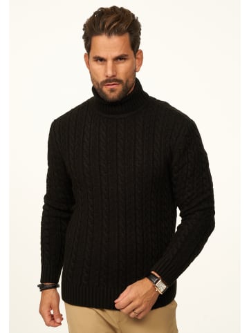 DAILY COTTON Strickpullover - als Grobstrick Pulli mit Zopfmuster für Herren in Black