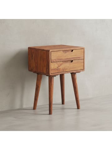 KADIMA DESIGN Nachtkonsole | Sheesham, 47x66x36cm, 2 Schubladen