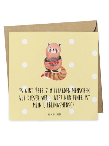 Mr. & Mrs. Panda Glückwunschkarte Roter Panda mit Spruch in Gelb Pastell