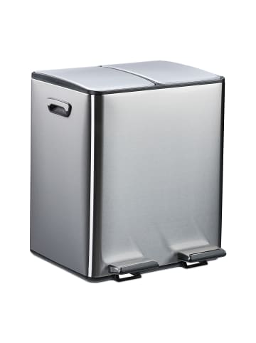 relaxdays Mülleimer in Silber/ Schwarz - 2x 15 Liter
