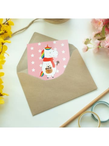 Mr. & Mrs. Panda babykarte Einhorn Pilz mit Spruch in Rot Pastell