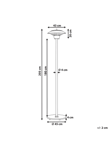 Beliani Terrassenstrahler ASKJA in Silber - (W) 45 x (H) 205 x (L) 45 cm