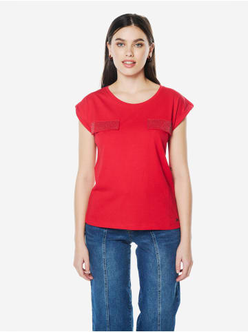 KOROSHI Kurzärmeliges Damen-T-Shirt mit Glitzer in rot