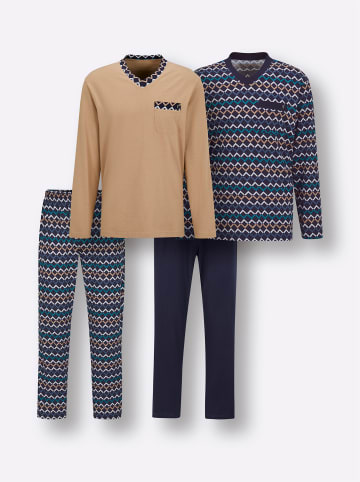 WITT WEIDEN Schlafanzüge in marine-bedruckt + camel-bedruckt