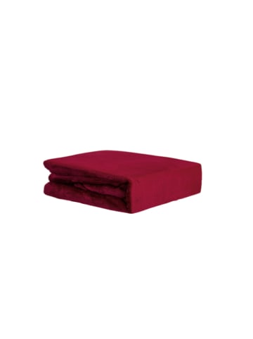 COFI 1453 Plüsch Spannbettlaken mit Rundumgummizug - Cashmere Touch 180 gsm in Bordeaux