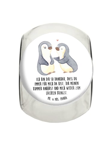 Mr. & Mrs. Panda Bonbonglas Pinguine trösten mit Spruch in Weiß