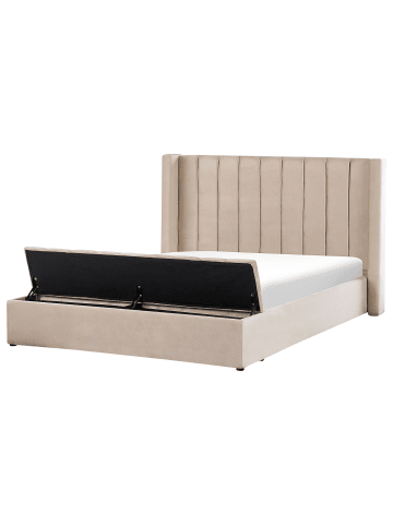 Beliani Doppelbett NOYERS in Beige - (W) 210 x (H) 132 x (L) 247 cm