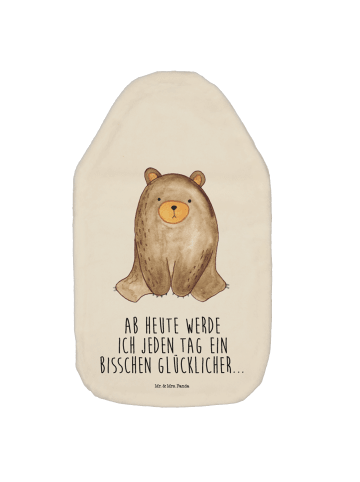 Mr. & Mrs. Panda Wärmflasche Bär sitzend mit Spruch in Weiß