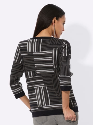 creation L Jacquard-Pullover in graphit-schwarz-gemustert