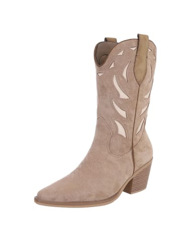Ital-Design High Heel in Hellbraun und Beige