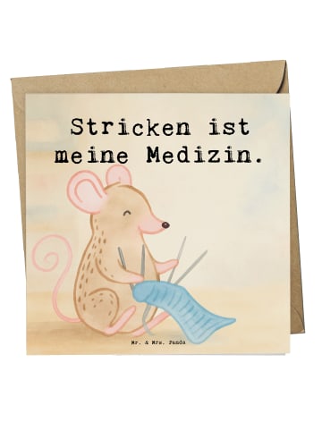 Mr. & Mrs. Panda Grußkarte Maus Stricken Design mit Spruch in Weiß