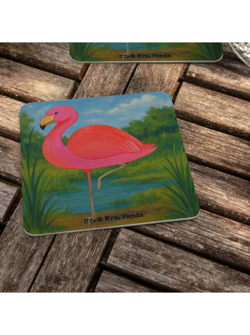 Mr. & Mrs. Panda Bierdeckel Flamingo Classic Design ohne Spruch in Weiß