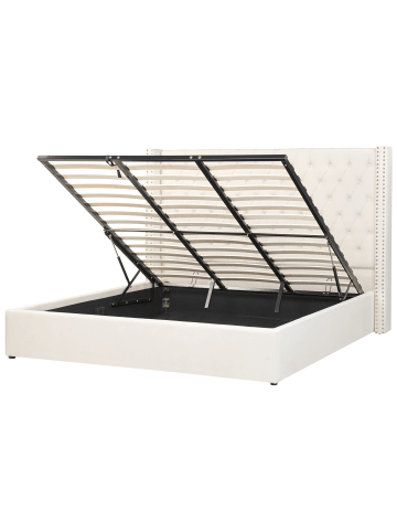 Beliani Doppelbett LUBBON in Weiß - (W) 210 x (H) 144 x (L) 217 cm