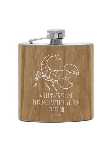 Mr. & Mrs. Panda Flachmann Sternzeichen Skorpion mit Spruch in Braun