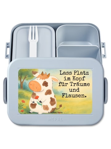 Mr. & Mrs. Panda Lunch Box Kuh Design mit Spruch in Blau Pastell