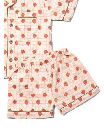 Little Green Radicals Durchgeknöpftes Pyjama-Shortset in Creme