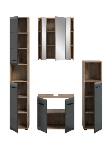 ebuy24 Badmöbelset Ice (4-teilig) Schwarz 150 x 30 cm