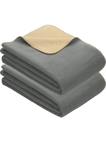 Erwin Müller Baumwollmischung Wohndecke 2er-Pack Matera in grau/sand