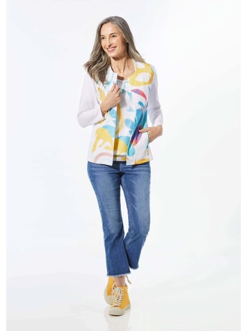 GOLDNER Kurzgröße:  Jerseyjacke in weiß / gemustert