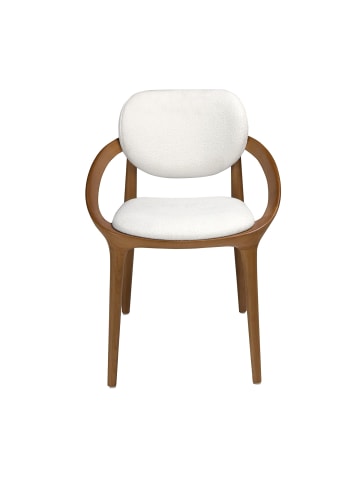 Angel Cerdá Stuhl 4254 mit Off-White Stoffbezug, Walnussbeine