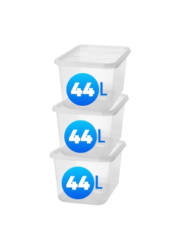 SmartStore 3er-Set Aufbewahrungsbox Basic   Transparent 44L
