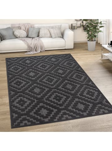 KADIMA DESIGN Teppich Kurzflor Struktur Rauten Wohnzimmer in Anthrazit