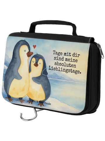 Mr. & Mrs. Panda Kulturbeutel Pinguin umarmen Design mit Spruch in Weiß