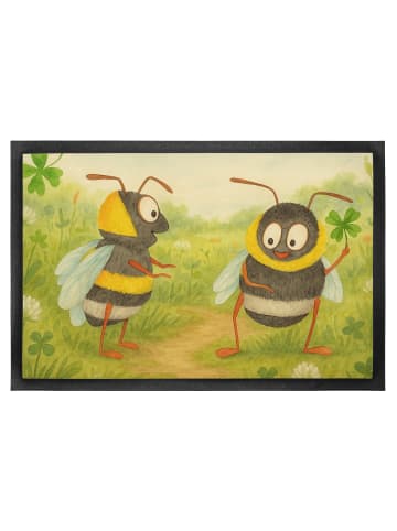 Mr. & Mrs. Panda Fussmatte Hummeln Kleeblatt Design ohne Spruch in Weiß