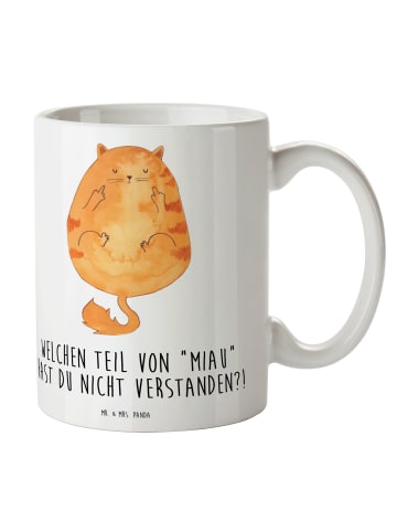 Mr. & Mrs. Panda Keramiktasse Katze Mittelfinger mit Spruch in Weiß