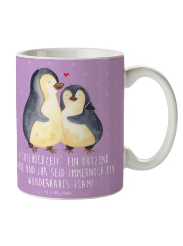 Mr. & Mrs. Panda Becher 12. Hochzeitstag Nickelhochzeit mit Spruch in Lavendeltraum