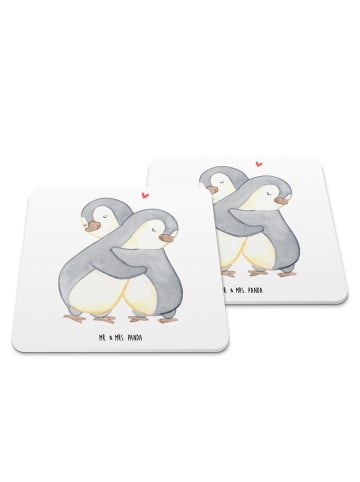 Mr. & Mrs. Panda Bierdeckel Pinguine Kuscheln ohne Spruch in Weiß