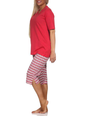 NORMANN Capri Pyjama Capri Shorts Schlafanzug EthnoStyle - 79896 in rot