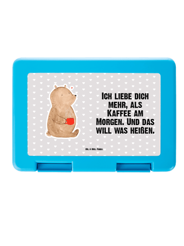 Mr. & Mrs. Panda Bento Box Bär Morgenkaffee mit Spruch in Grau Pastell