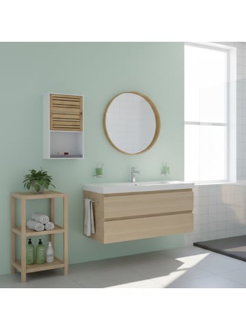 relaxdays Hängeschrank in Weiß/ Natur - (B)40 x (H)70 x (T)20 cm