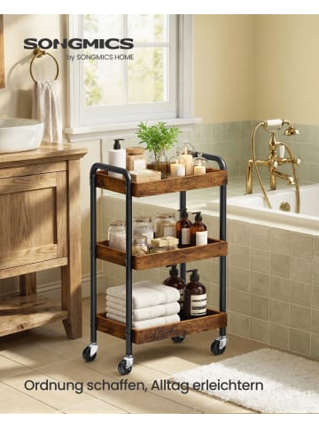 SONGMICS Servierwagen Colten in Braun - (B)41.3 x (H)73 x (T)27.5 cm