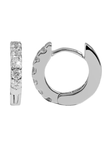 Adeliás Damen Ohrringe – Klappcreole aus 925 Silber mit Zirkonia in silber