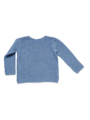 nyani Jungen Kaschmir Strickpullover "HUG ME CERVI" mit Hirsch in Blau meliert