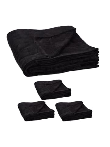 relaxdays 4x Kuscheldecke in Schwarz - (B)200 x (T)220 cm